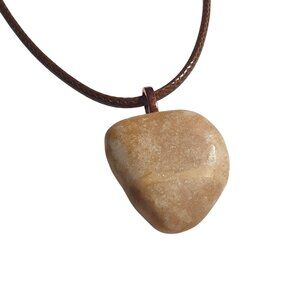 Natural Polished Stone Pendant Necklace Adjustable Earth Boho Jewelry Handmade